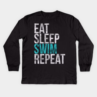 Eat Sleep Swim Repeat Swimmer Kids Long Sleeve T-Shirt